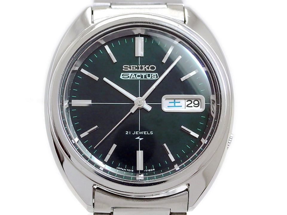セイコー 5アクタス 7019-7070 グリーン文字盤 21石自動巻 OH済 昭和46年製 Seiko