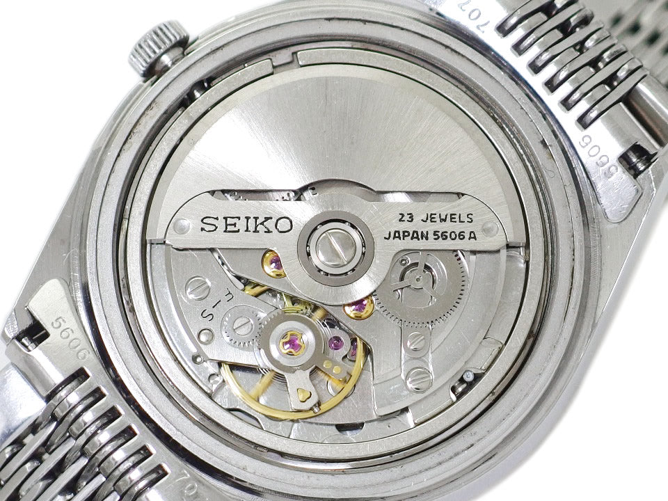 セイコー ロードマチック 5606-7072 青文字盤 スクリューバック 純正ブレスレット 自動巻 OH済 昭和48年/1973年製