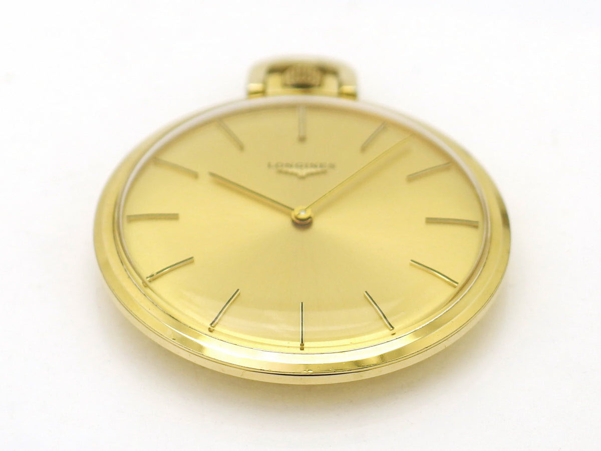 ロンジン 懐中時計 Ref.1097 2 金メッキ オープンフェイス ポーチ・鎖付き Cal.847.4 17石 手巻 OH済 1976年製