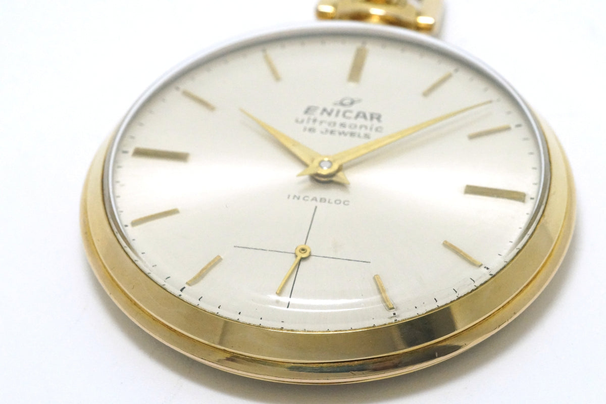 エニカ 懐中時計 オープンフェイス 金メッキ スモールセコンド ユニタス497 手巻 OH済 推定1950年代
