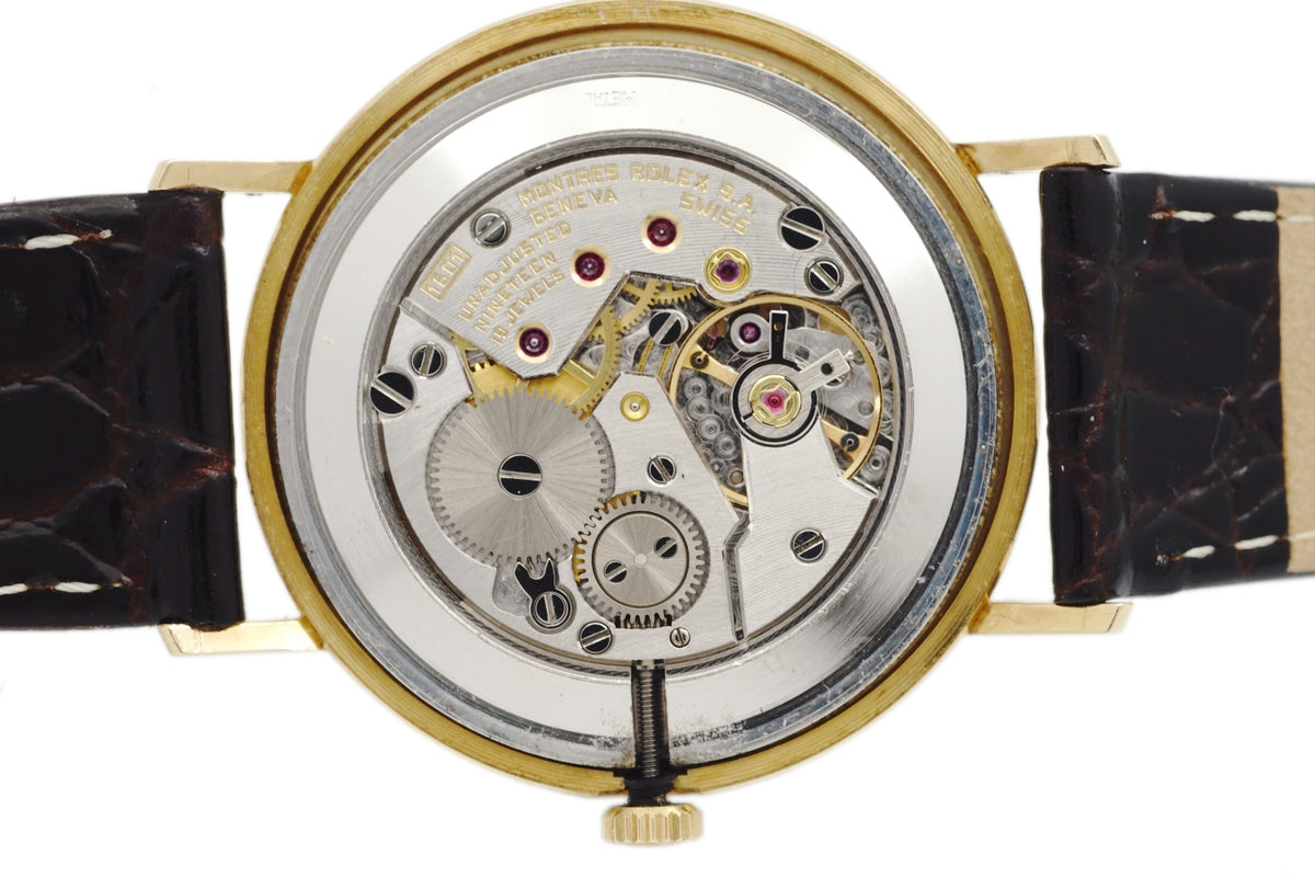 ROLEX Cellini Men's Ref. 4112 18K Solid Gold Original Buckle Cal. 1601 19 Jewels Hand-Wound Overhauled Made in 1981 Rolex