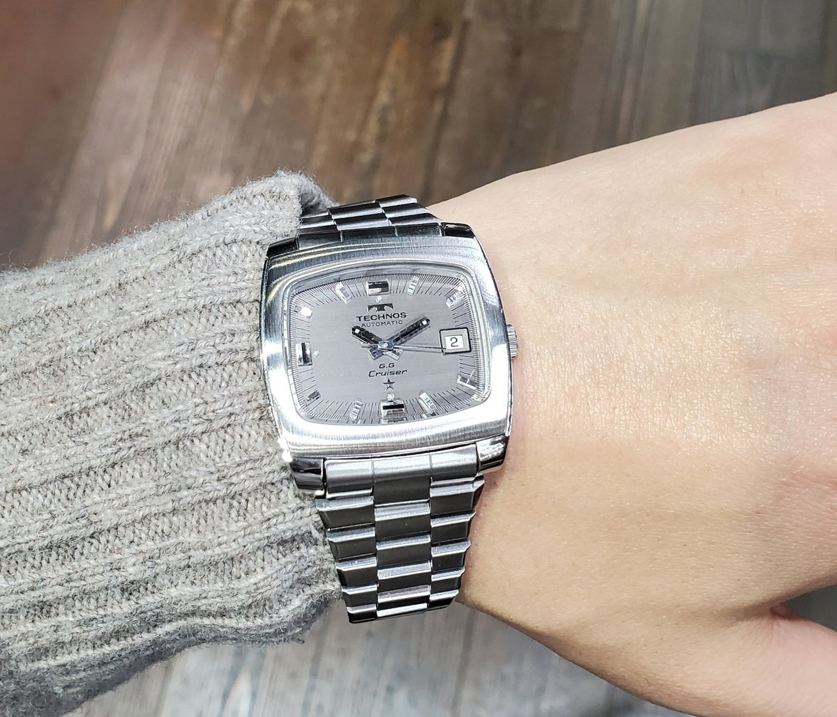 テクノス GG クルーザー スクエアケース 純正ブレスレット 自動巻 OH済 1960年代