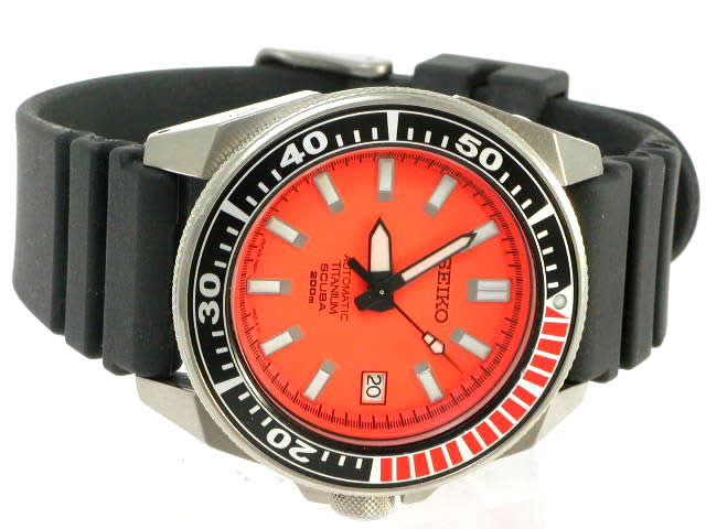 セイコー チタン スキューバ200m オレンジ 自動巻 43mm SBDA005 USED