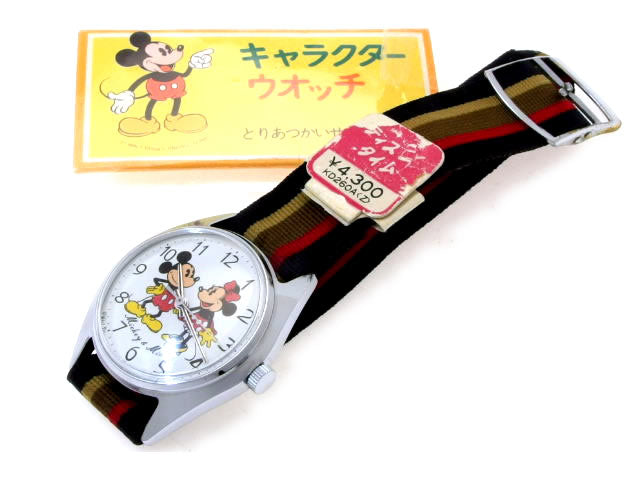 セイコー ディズニータイム ミッキー＆ミニー 手巻 OH済 昭和40年代