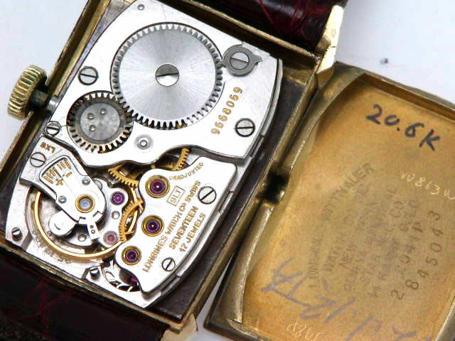 1950年代初 ロンジン 14K金無垢 レクタンギュラー スモセコ 手巻　