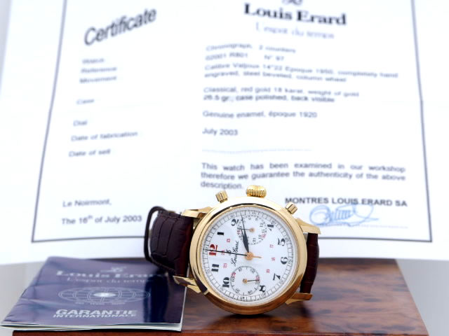ルイ・エラール 02001-R801 18KRG バルジユー22手巻 クロノグラフ OH済 USED