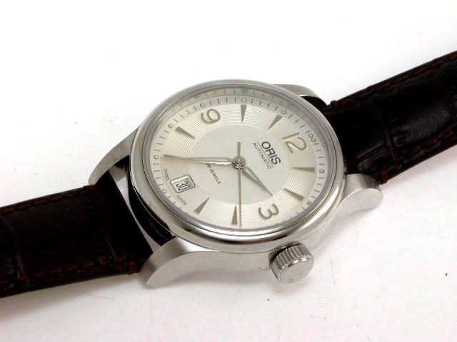 オリス クラシック φ37.0mm シルバー文字盤 カーフストラップ