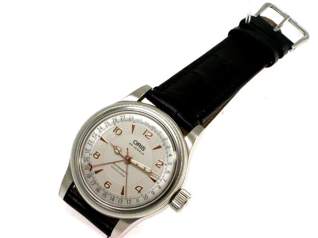 オリス ビッグクラウン ポインターデイト シルバー文字盤 カーフベルトφ40mm