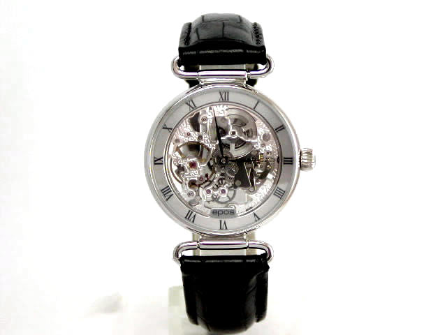 エポス スケルトン SS シルバー ローマンインデックス レザー メンズ 3294SL