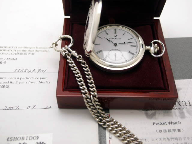 アエロ シルバー925 純銀懐中時計 55654A901 手巻 OH済 USED