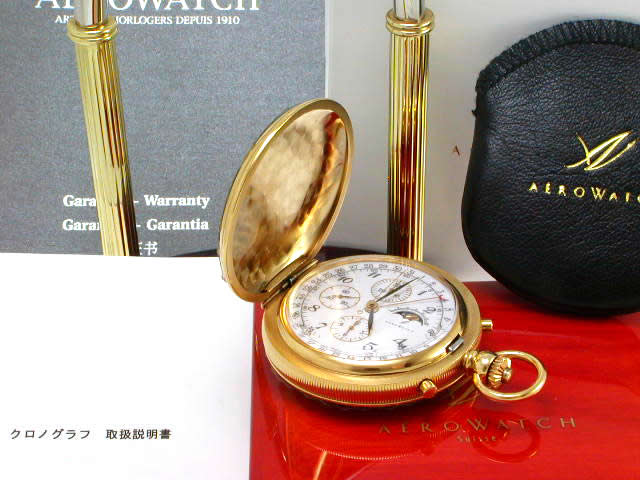 アエロ 懐中時計 クロノグラフ 手巻 42739J502 8237 BLAA　USED