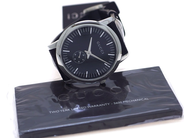 グッチ 5600M ブラック 手巻き 黒クロコダイルベルト メンズ 未使用 　新品
