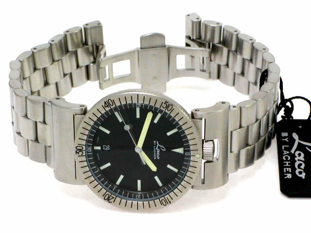 ラコ ネイビーシリーズ クオーツ デイト 40mm SSブレスレット 862016　新品 Laco