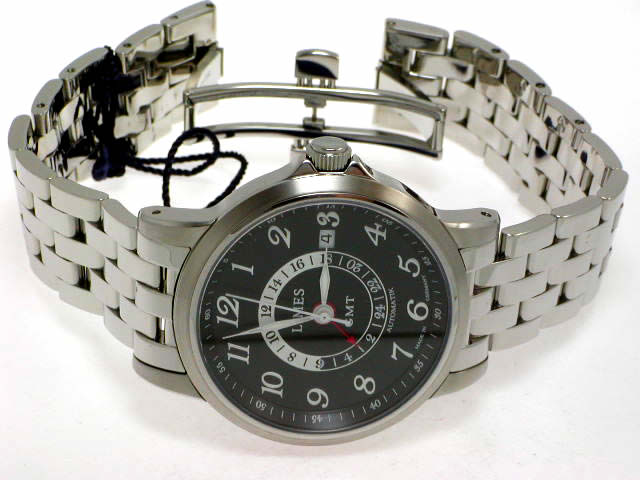 リメス エンデュランス GMT オートマチック 38.8mm 黒文字盤 SSブレス U8737B-LG1.1E Limes 新品