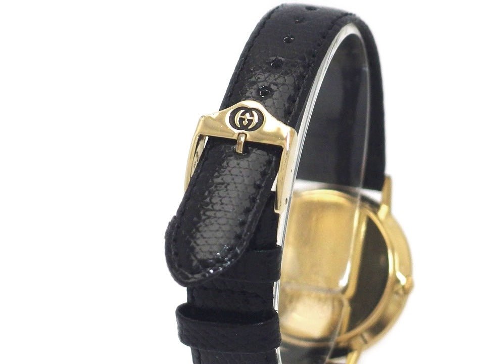 グッチ 3001M スイス製 メンズ 黒文字盤 GP クオーツ 1990年頃 USED　Gucci