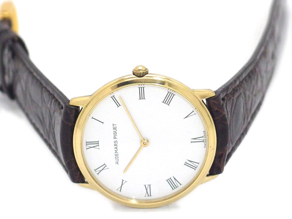 オーデマピゲ 18金無垢イエローゴールド ラウンド ローマインデックス 2針 クオーツ メンズ USED Audemars Piguet