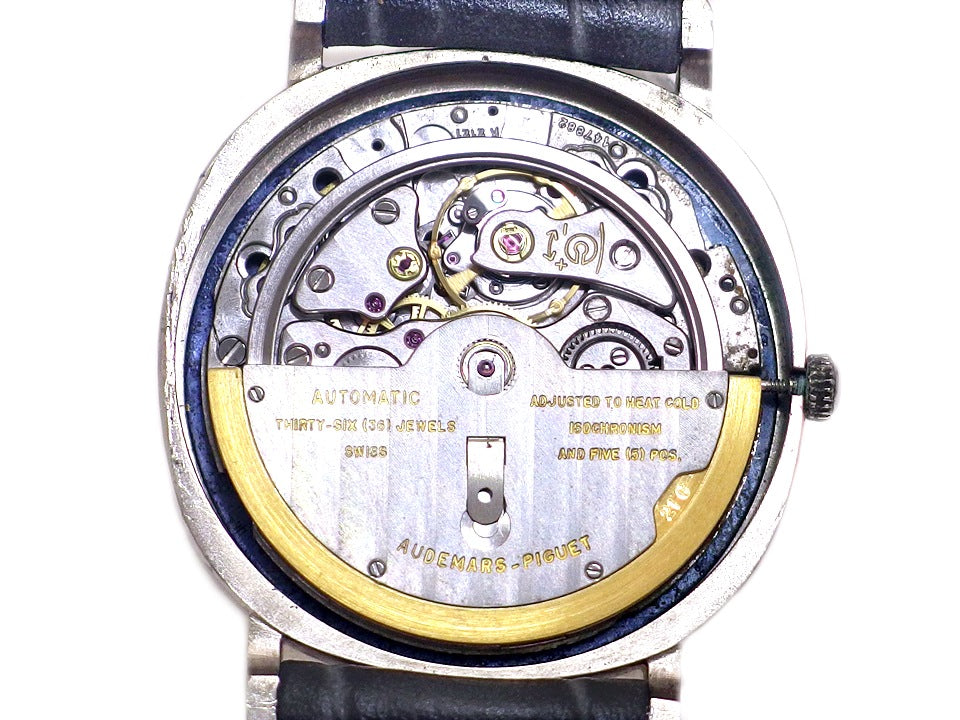 オーデマピゲ 18金無垢ホワイトゴールド ブルーダイヤル Cal.2121 36石 自動巻 OH済 1967年頃 Audemars Piguet