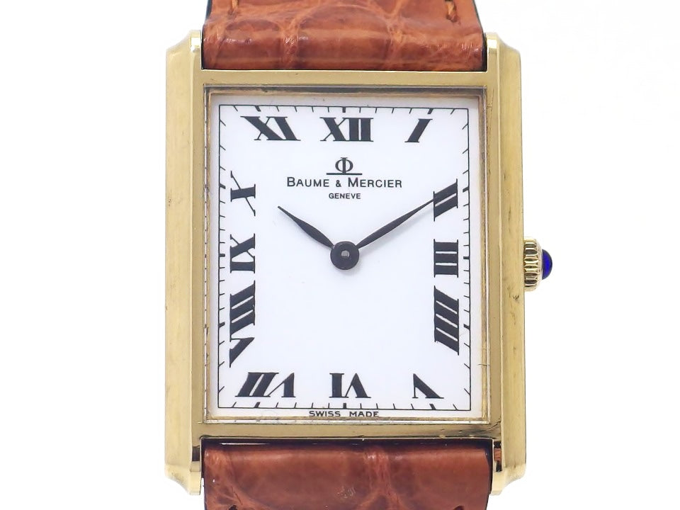 Baume & Mercier 18K Rectangular Case Ref.37205 Manual Winding Overhauled 1980s USED