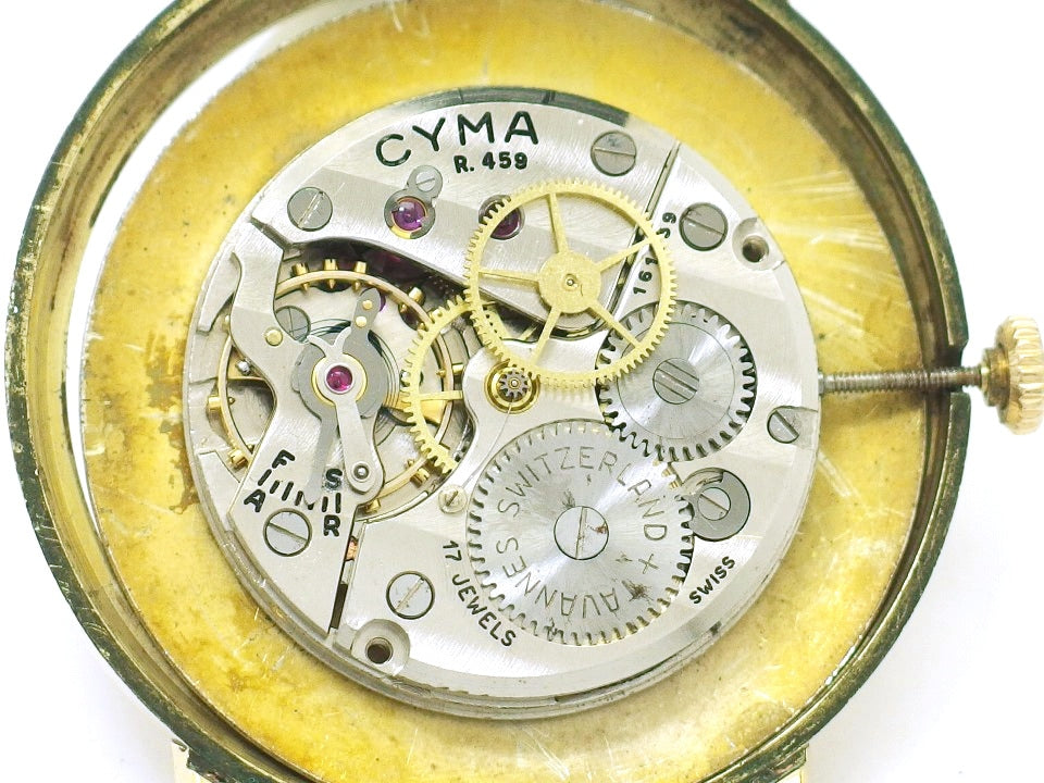 シーマ CYMAFLEX 金張りケース 新品風防 Cal.R459 17石 手巻 OH済 1950年代 Cyma