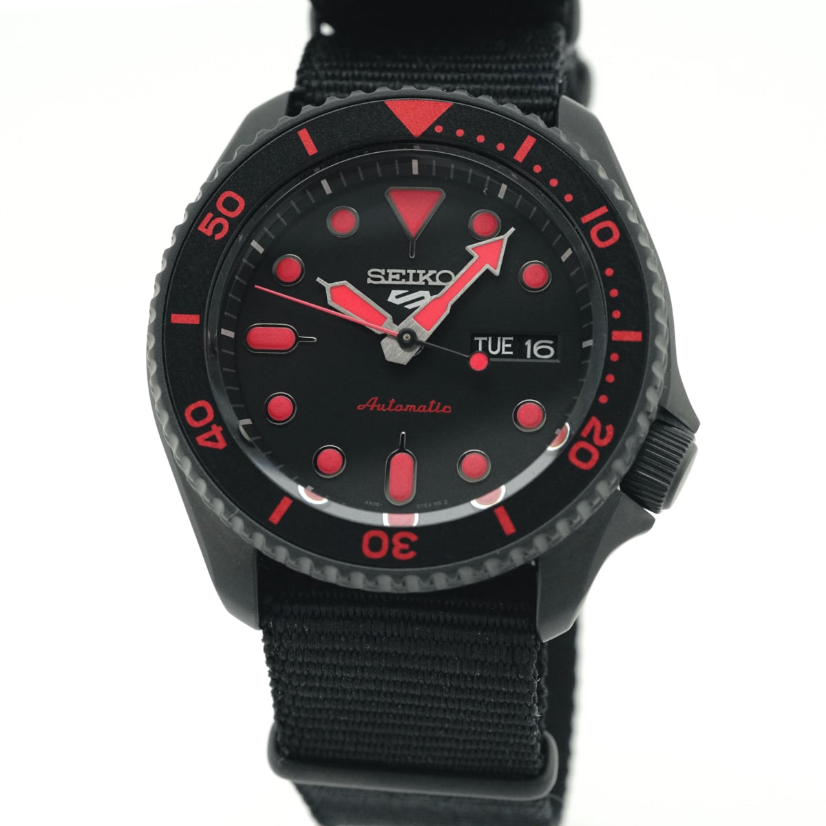セイコー ５スポーツ オートマチック SRPD83 ブラック×レッド 逆輸入 4R36-07G0 自動巻 USED Seiko