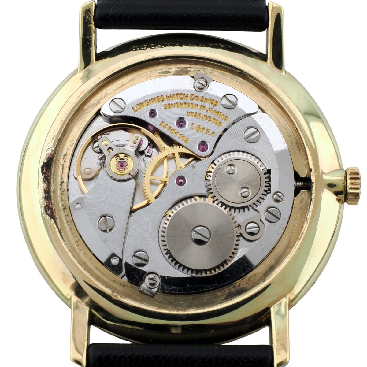 Longines Ref.4127 with warranty, thin gold-plated case, original buckle, Cal.L847.4 manual-wind, overhauled, 1978 production.