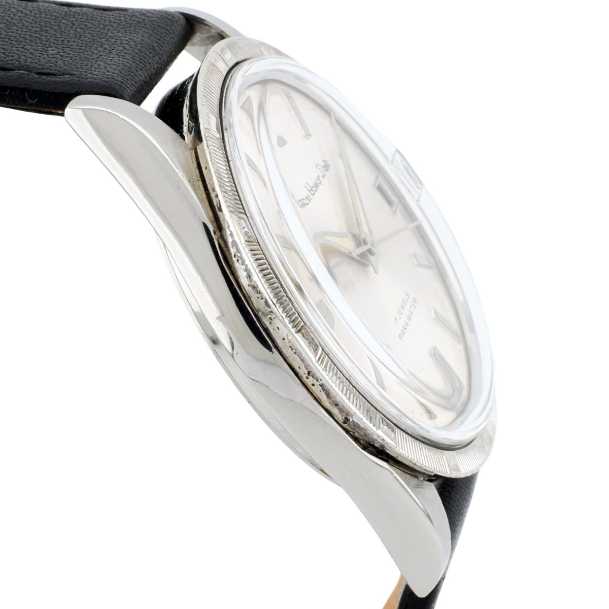 Citizen Homer Date I-51207a, engine-turned bezel, Cupid medallion, manual-wind, serviced, 1960s