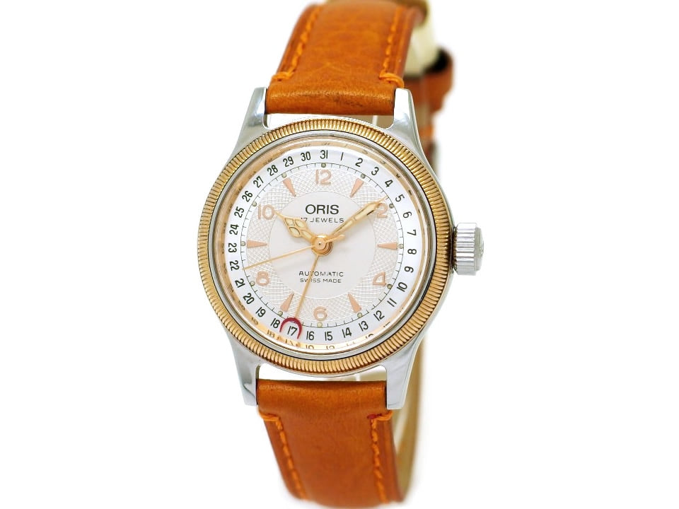 オリス ビッグクラウン ポインターデイト レディース 32mm 574 7400B 裏スケルトン ETA2688 17石 自動巻 OH済 USED