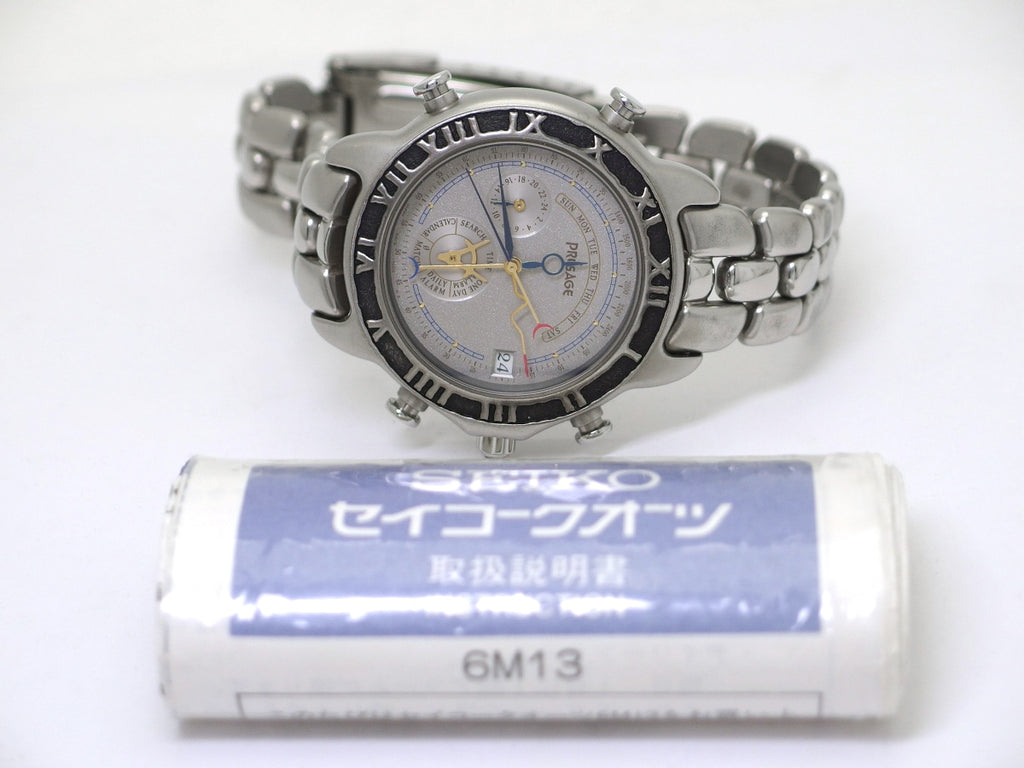 セイコー プレザージュ パーペチュアルカレンダー 6M13-7000 クオーツ 取扱説明書付き USED Seiko