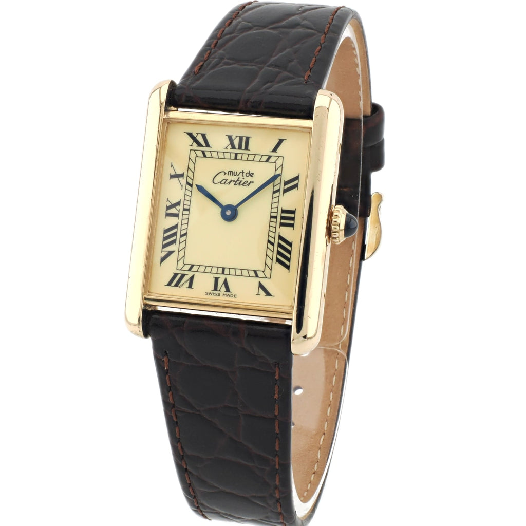 Cartier Must Tank LM, manual-wind, with international lifetime warranty, fully serviced by the manufacturer, purchased in 1981