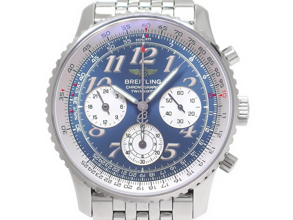 Breitling Navitimer Twin Sixty 2 A39022.1 Blue Dial Automatic Movement Overhauled 1999 USED