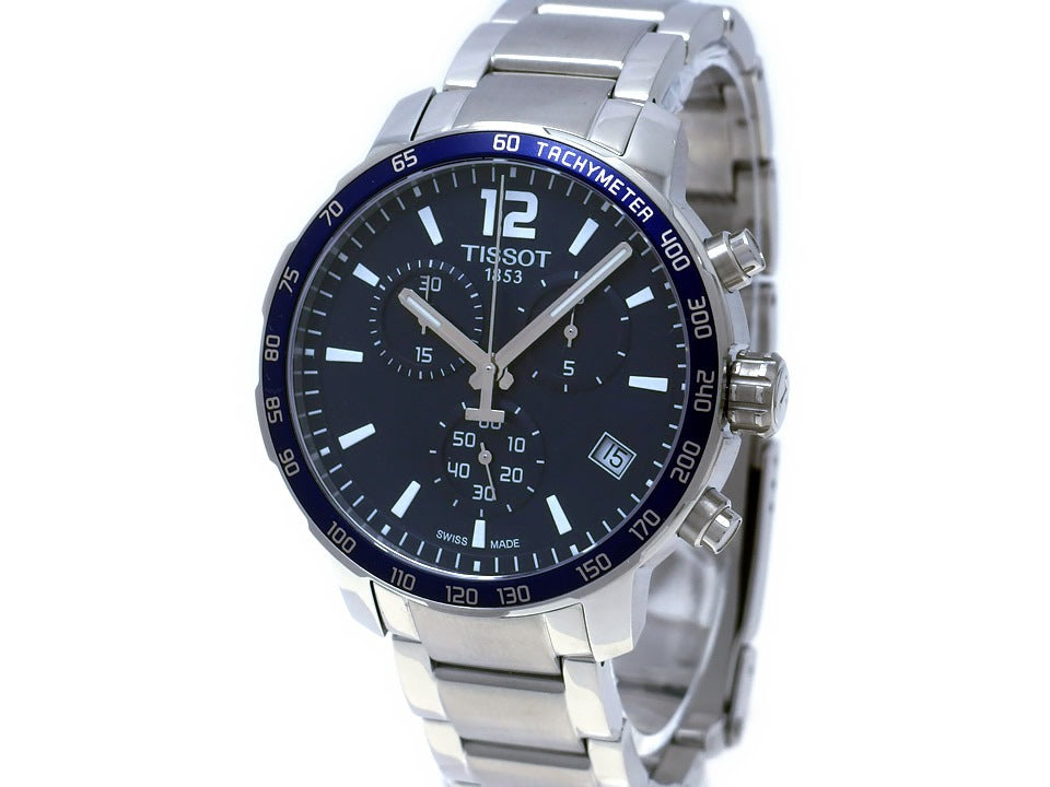 ティソ クイックスター クロノグラフ ネイビー T095417A クオーツ USED　TISSOT