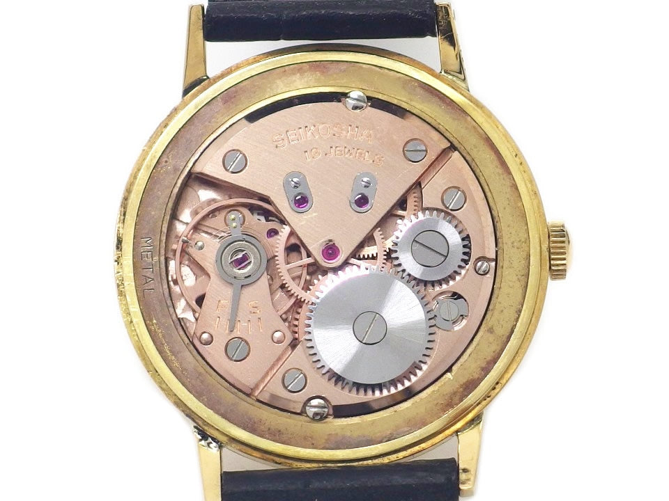Seiko Marvel 14036 K18 Solid Gold S-Mark Red Movement 19 Jewels Hand-Wound Overhauled Made in 1957