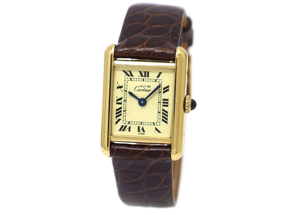 Cartier Must Tank Ladies, Hand-wound, with International Lifetime Warranty, Complete Service Performed, Purchased in 1984