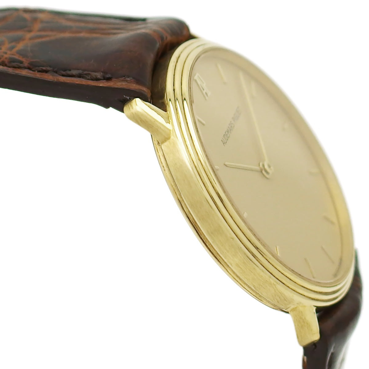 オーデマピゲ 18金無垢 ラウンドケース 31mm 純正金尾錠 Cal.2612 クオーツ メンズ USED Audemars Piguet