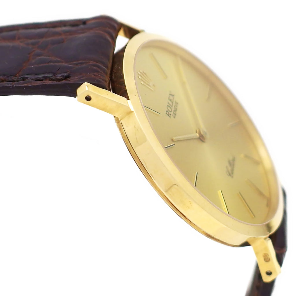 Rolex Cellini Men's Ref. 4112, 18K Solid Gold, Original Buckle, Cal. 1601, 19 Jewels, Manual Wind, Serviced, Made in 1981