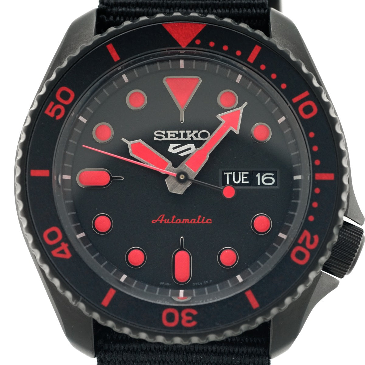 セイコー ５スポーツ オートマチック SRPD83 ブラック×レッド 逆輸入 4R36-07G0 自動巻 USED Seiko