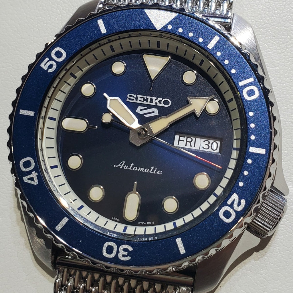 セイコー ５スポーツ メカニカル ブルー文字盤 4R36-07G0 自動巻 USED Seiko