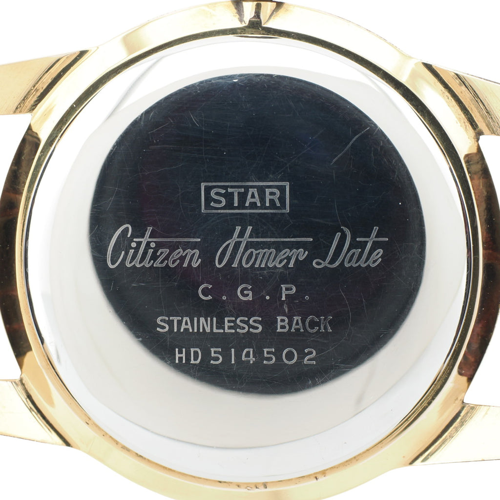 シチズン ホーマーデイト HD514502 金メッキケース 箱付き 17石 手巻 OH済 1963年製 Citizen