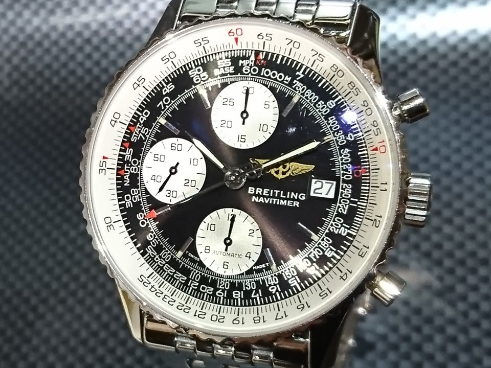 Breitling Old Navitimer A13022 Black Dial Automatic Winding Overhauled 1995-2002 USED
