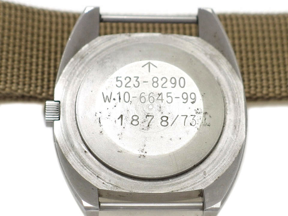 ハミルトン イギリス軍用時計 英国陸軍官給品 ブロードアロー W10-6645-99 ミリタリーウォッチ ワンピースケース 手巻 OH済 1973年頃