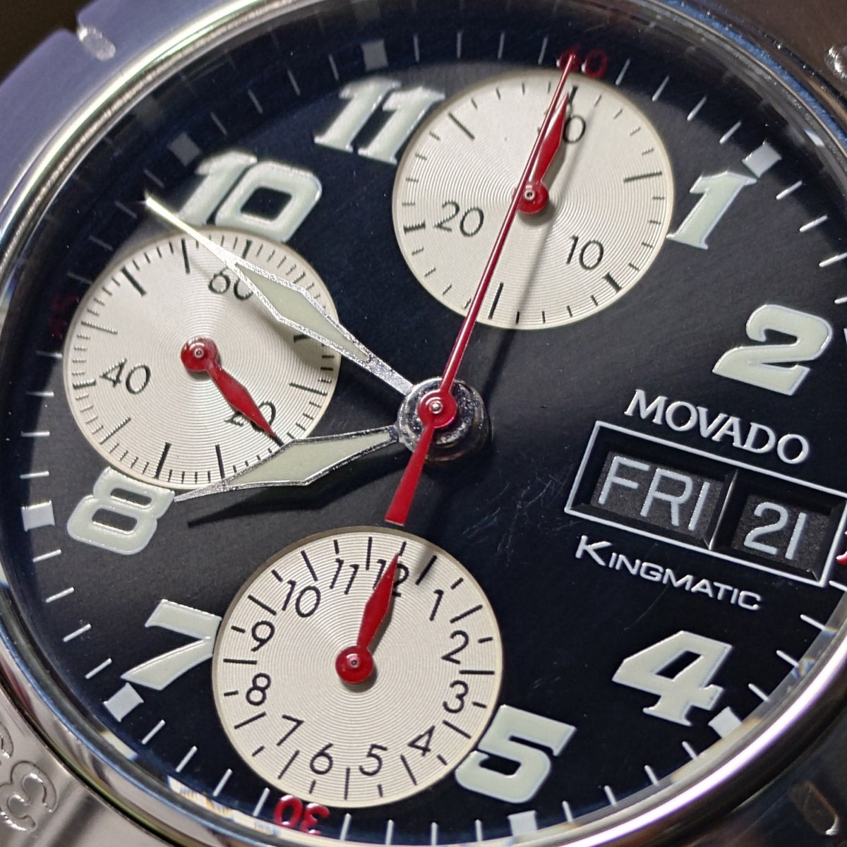 Movado Kingmatic 84-G5-897 Reverse Panda Dial Cal. 7750 Chronograph Automatic, Serviced, USED