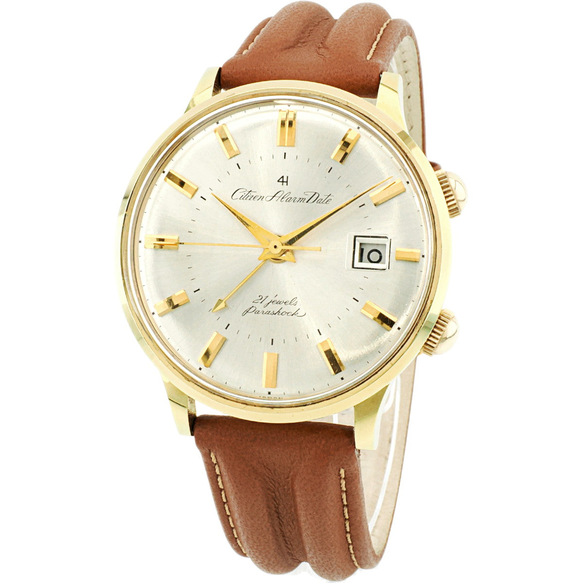 シチズン アラームデイト 4H フォーハンド Ref.ALD15701 CGP 金メッキ 手巻 OH済 1964年製/昭和39年