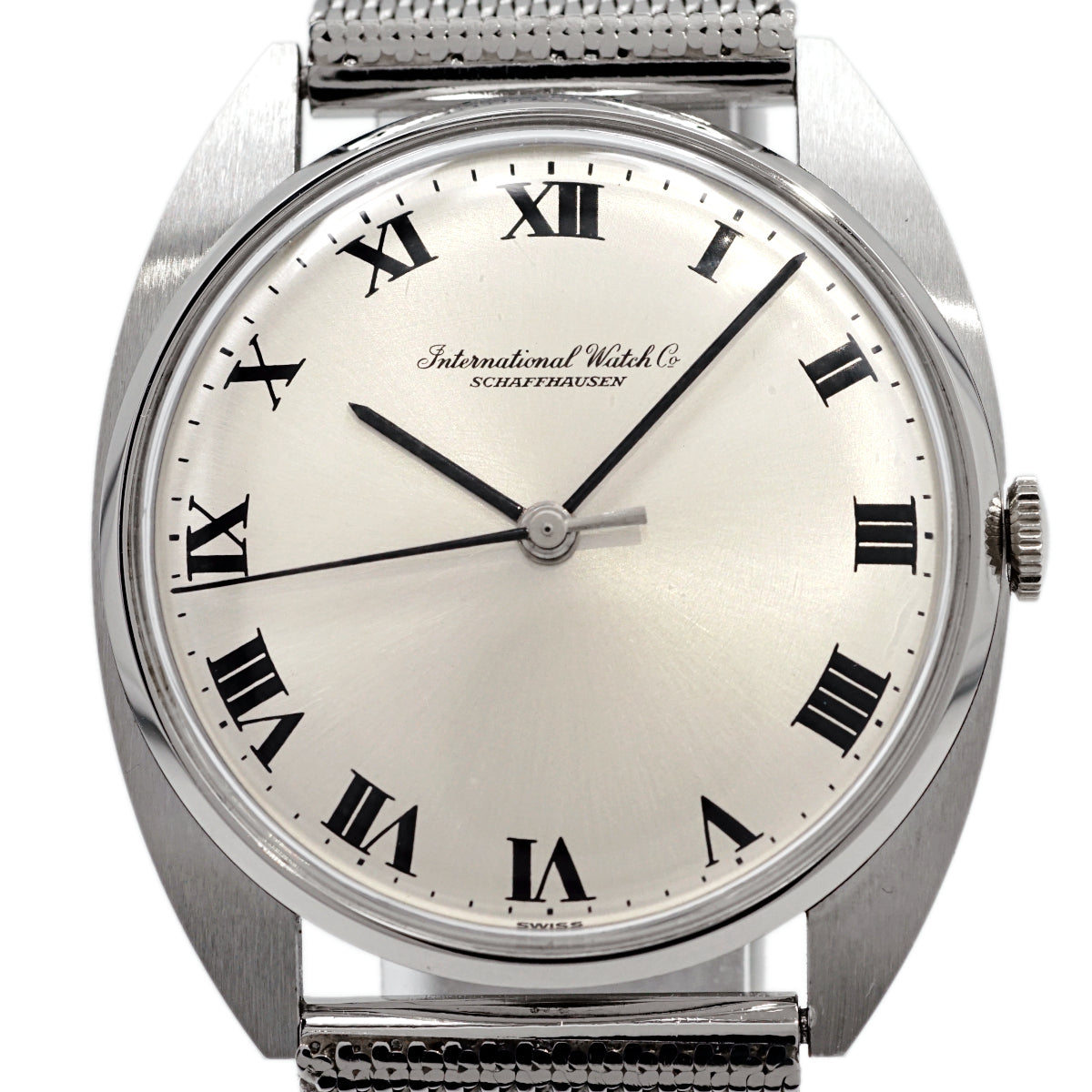 IWC トノー型ケース ローマインデックス文字盤 純正メッシュブレスレット Cal.403 手巻き OH済 1976年製